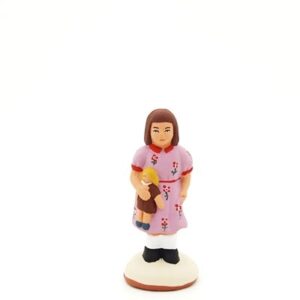santon peint à la main fille à la poupée