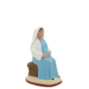 santon de provence peint à la main vierge assise enceinte
