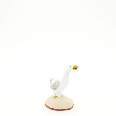 santon de Provence peint à la main oie tête en l'air profil