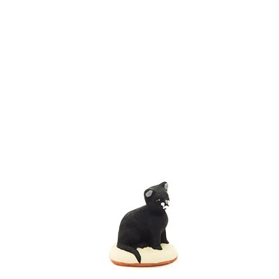 santon de provence peint a la main chat assis profil