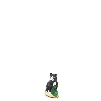 santon de provence peint a la main chat assis face