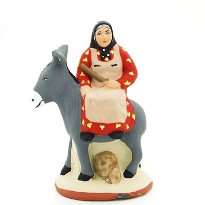 femme et son âne santon de provence peint à la main