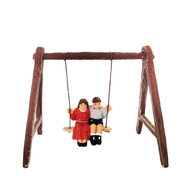 Couple d'enfant sur la balançoire santon de provence peint à la main